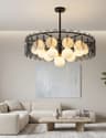 Smoked Glass and Frosted Globe Ring Chandelier