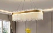Oval Crystal Chandelier Lighting Ceiling Light LED Modern Gold 80 Cm