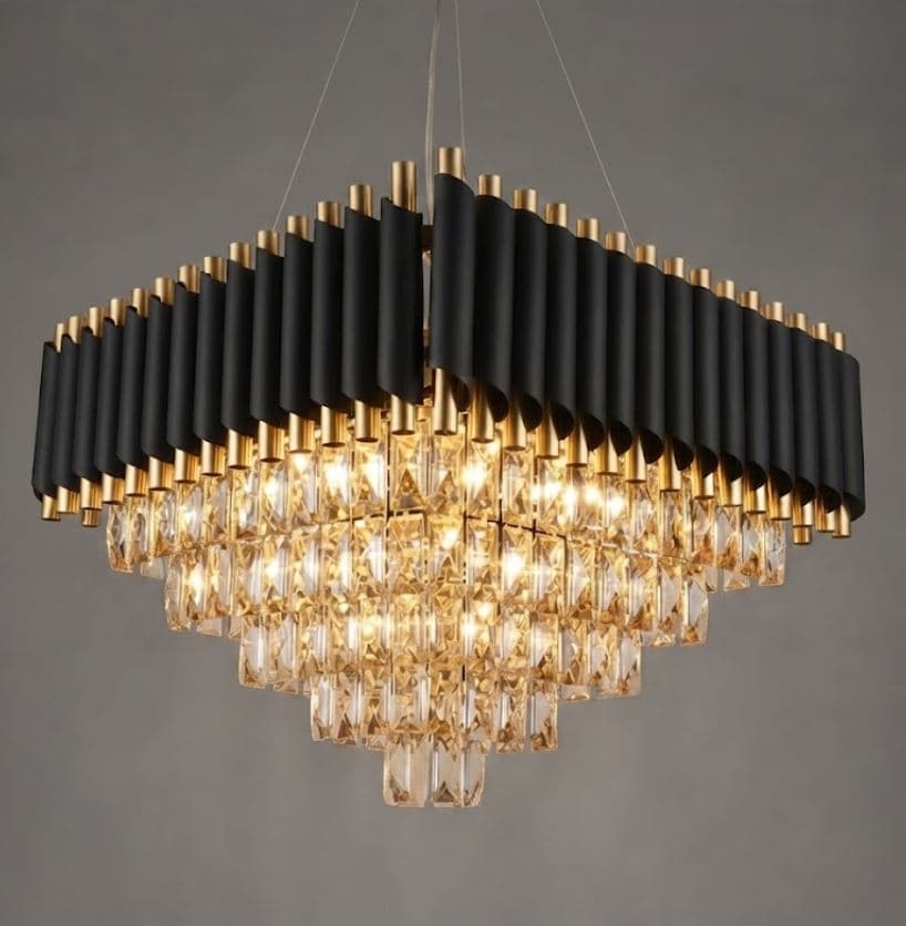 50cm Fluted Metal Crystal Chandelier